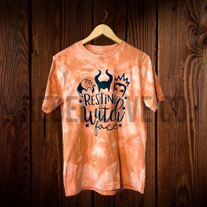 Resting Witch Face Tie Dye Tee Size Large Handmade Halloween